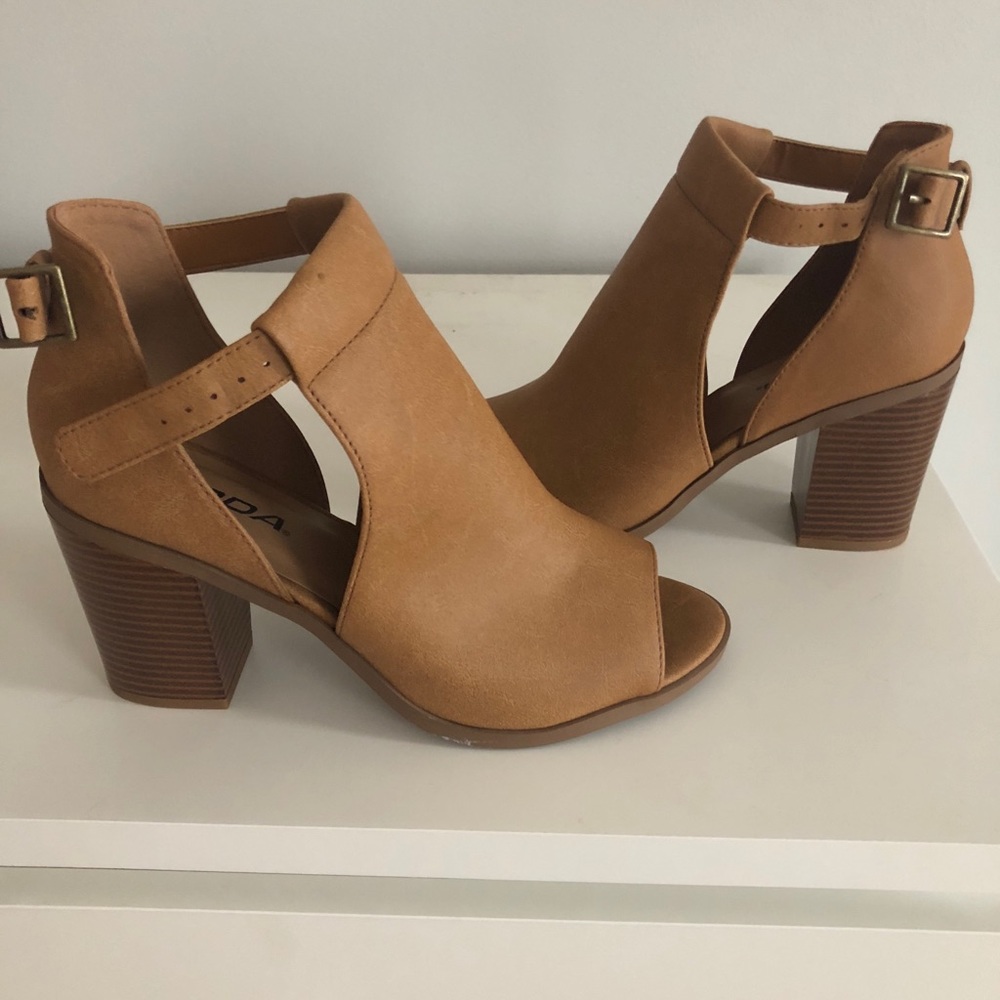 Brown Peep Toe Booties